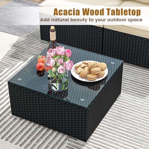 5-Pieces-Patio-Furniture-Set-Outdoor-Sectional-Sofa-with-Tempered-Glass-Coffee-Table-Cushions-Wicker-Patio-Conversation-Set-for-Porch-Deck-Balcony-Poolside-Backyard 5 Pieces Patio Furniture Set Outdoor Sectional Sofa with Tempered Glass Coffee Table Cushions Wicker Patio Conversation Set for Porch Deck Balcony Poolside Backyard