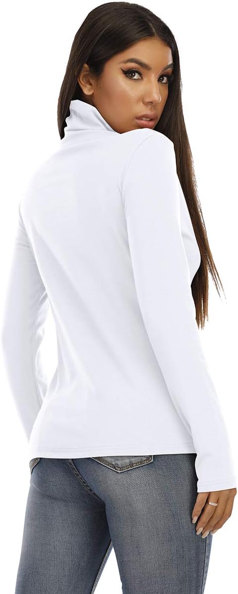 RightPerson Women's Basic Long Sleeve Turtleneck T-Shirt Solid Slim Soft Cotton Tops - Image 5