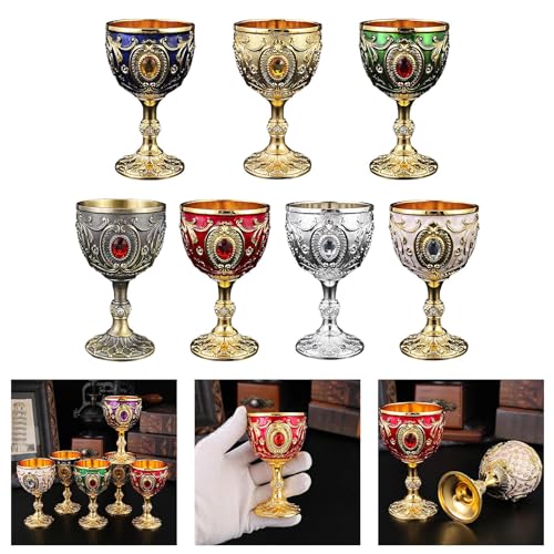 Copa de vino de estilo antiguo europea con talla decorativa pequeña de 100 ml 3
