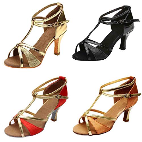 Generisch Tanzschuhe Damen Latein 5Cm - High Heels Slingback Pumps Kreuz Knöchelriemen Stöckelschuhe Pu-Leder Spangenpumps Elegante Slingpumps Elegant Absatzschuhe Kitten Absatz Sandalen