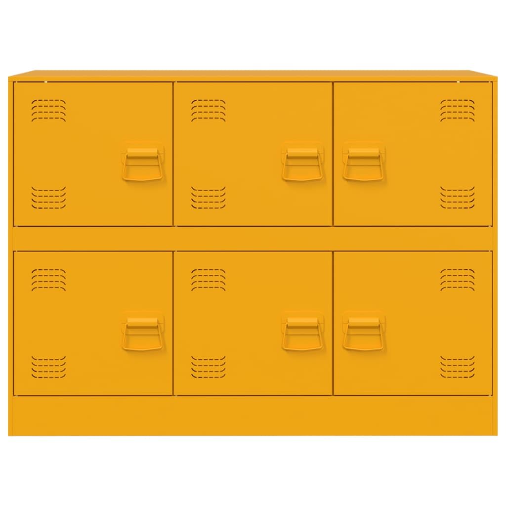 Credenza giallo senape, 99 x 39 x 73 cm, armadio in metallo, comò