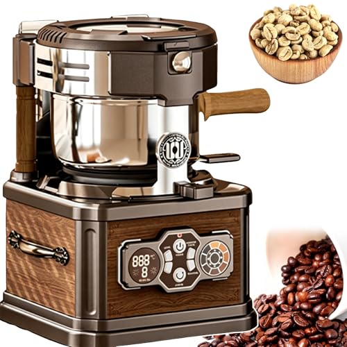 YXYLJOZ Tostadora de café Retro, máquina automática para tostar Granos de café, con 3 Modos de Tostado, eliminador de Humo Integrado y Sistemas de separación de cáscaras de Grano.