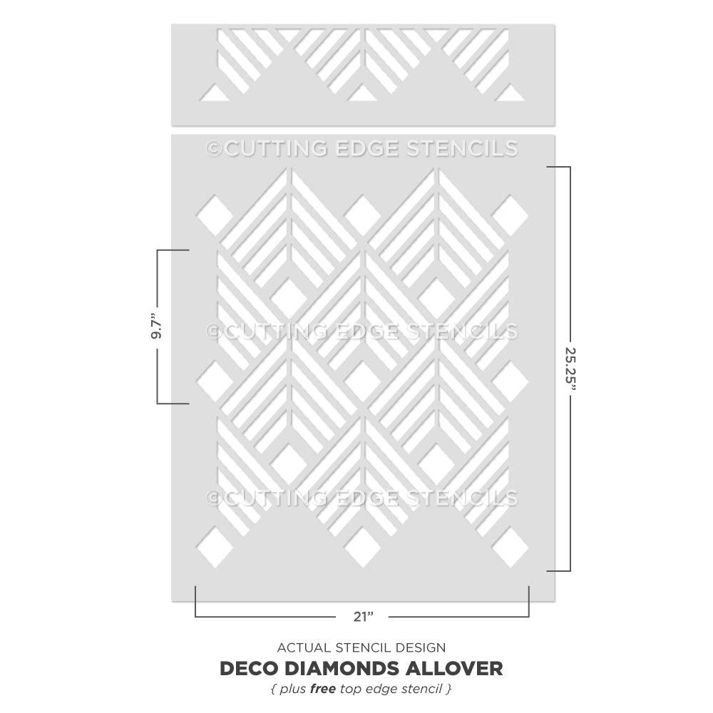 Deco Diamonds Allover Stencil Art Deco Stencil for Painting Walls