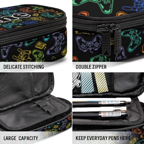 Image of Custom Game Pencil Case, Personalized Name Large Pencil Pouch, Large Capacity Pen Bag with Zipper for School