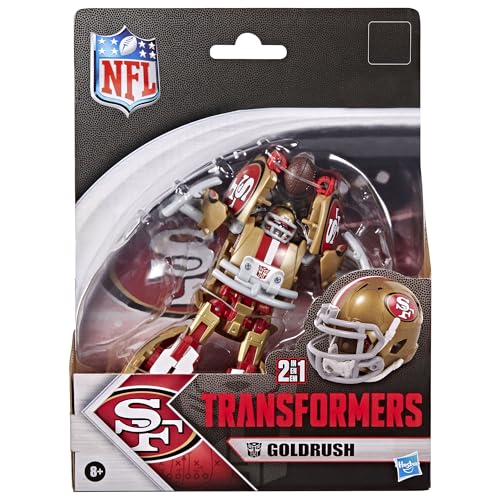 Image of Transformers NFL San Francisco 49ers Goldrush, 5.5-Inch Robot Action Figure Changes to Helmet, Collectible Football Toys, 8+