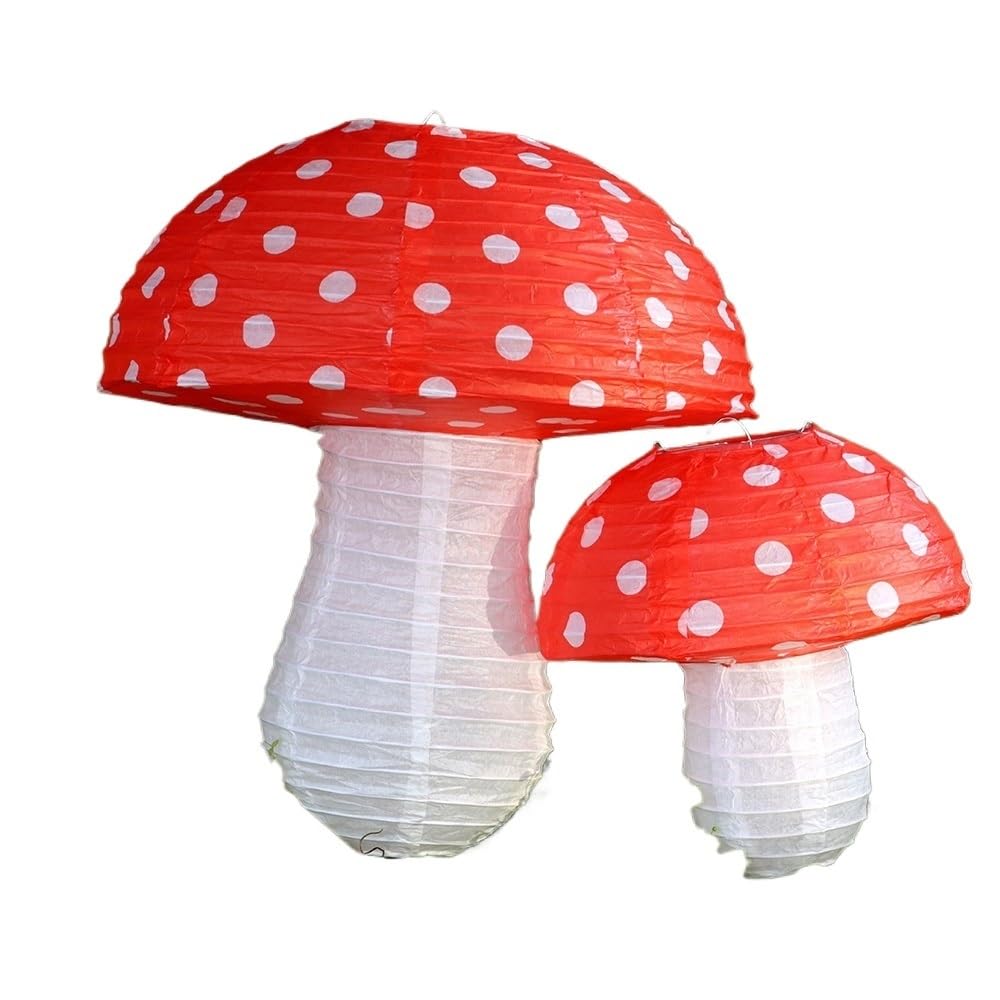 Hanging Lamp Large Mushroom Shaped Paper Lanterns for Baby Shower Wedding Birthday Party Decor Jungle Theme Gift(8inch)