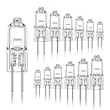G4 Light Bulbs, 12 Pack Crystal Clear Halogen Bulb 2 Pin, Jaenmsa 12 Volt 20W JC T3 Bi-pin Capsule Bulb, Dimmable 2700K Warm White, 4MM Wide 2 Prong G4 Base for Landscape Light, Desk Lamp, Chandelier