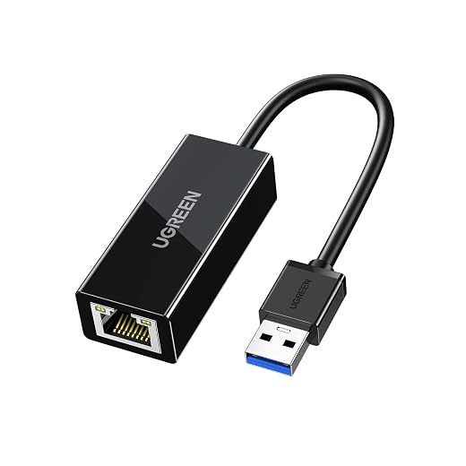 UGREEN USB 3.0 to Ethernet Adapter, RJ45 Gigabit Ethernet LAN Network Adapter 10 100 1000Mbps for Laptop, Switch, MacBook Pro, Air, Mac OS, Windows, Linux, Chrome OS, Black