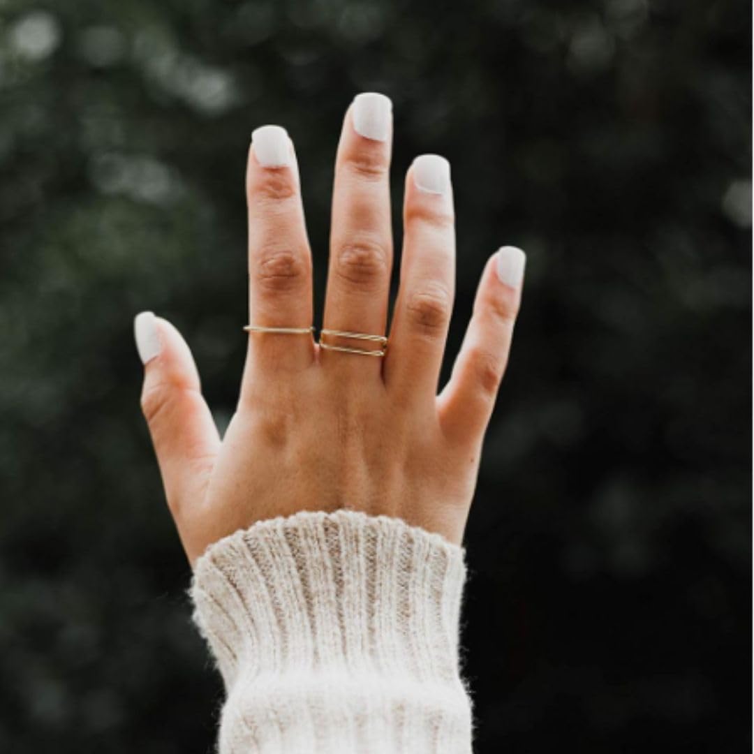 Handmade and Smooth Cute Thin Rings for Women | Womens Rings & Rings for Teen Girls | 14k Gold Filled and Rose GoldSquare Band | Unique Jewelry for Stacking Size 8 - Image 7