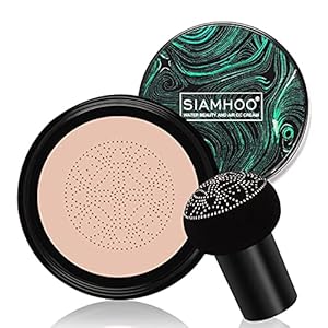 SIAMHOO CC Cream Air Cushion Foundation volle Deckkraft Grundierung und Pilz Luftkissen CC Creme für makelloses Make up, gleichmäßiger Hautton 20 g – Natürlich