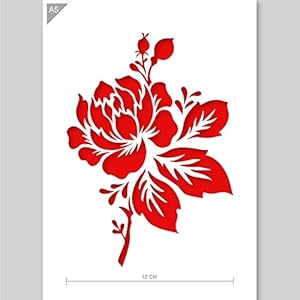 QBIX Pochoir fleur – Pochoir bouton floral – Fleur, Feuilles Pochoir – Taille A5 – Pochoir bricolage réutilisable pour enfants, pour peinture, pâtisserie, travaux manuels, mur, meubles