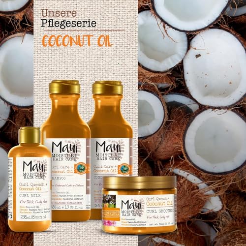 Maui Moisture Coconut Oil Shampoo 385 ml, pflegendes Haarshampoo mit Kokosöl, Plumeria- und Papaya-Extrakt, für lockiges Haar, ohne Sulfate und Silikone