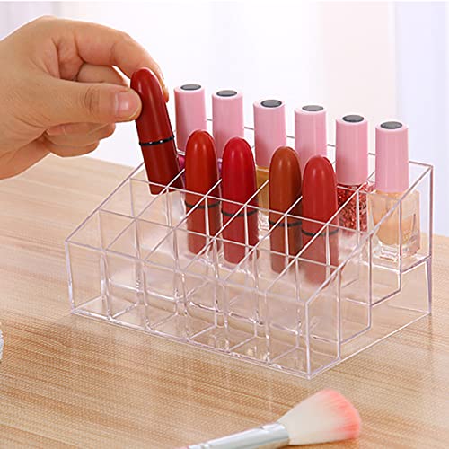 TACYKIBD 24 Slots Lipstick Organiser, Acrylic Clear Makeup Storage Box Cosmetic Display Stand Rack, Lipstick Holder for Brush Nail polish Nail Varnish Perfume (24 Slots) - Image 7