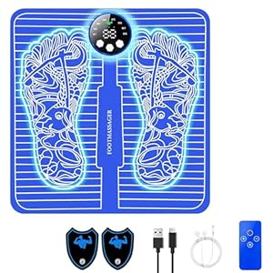 Elektrisches Fußmassagegerät mit 8 Modi 29 Intensitäten, EMS Fußmassagegerät mit USB-Aufladung für Tragbare und Faltbare, fussmassagegerät für Muskelentspannung Linderung von Müdigkeit Zuhause Büro