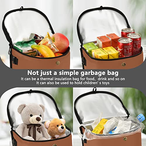 Image of Wudan Small Car Trash Can Terracotta Accessories for Garbage Storage Organizer with Lid Waterproof Portable Auto and Truck Interior Seat Bin