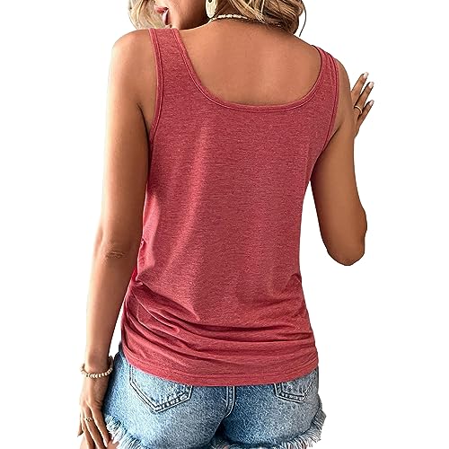 Womens U Neck Tank Tops Summer Sleeveless Loose Button Casual Henley Shirts3