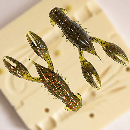 Bugmolds USA Soft Plastic Lure Ned Rig Craw Mold Midwest Finesse Lure 2.5 Inch Plastisol Injection Tool for Fishing Lures Making C277-S