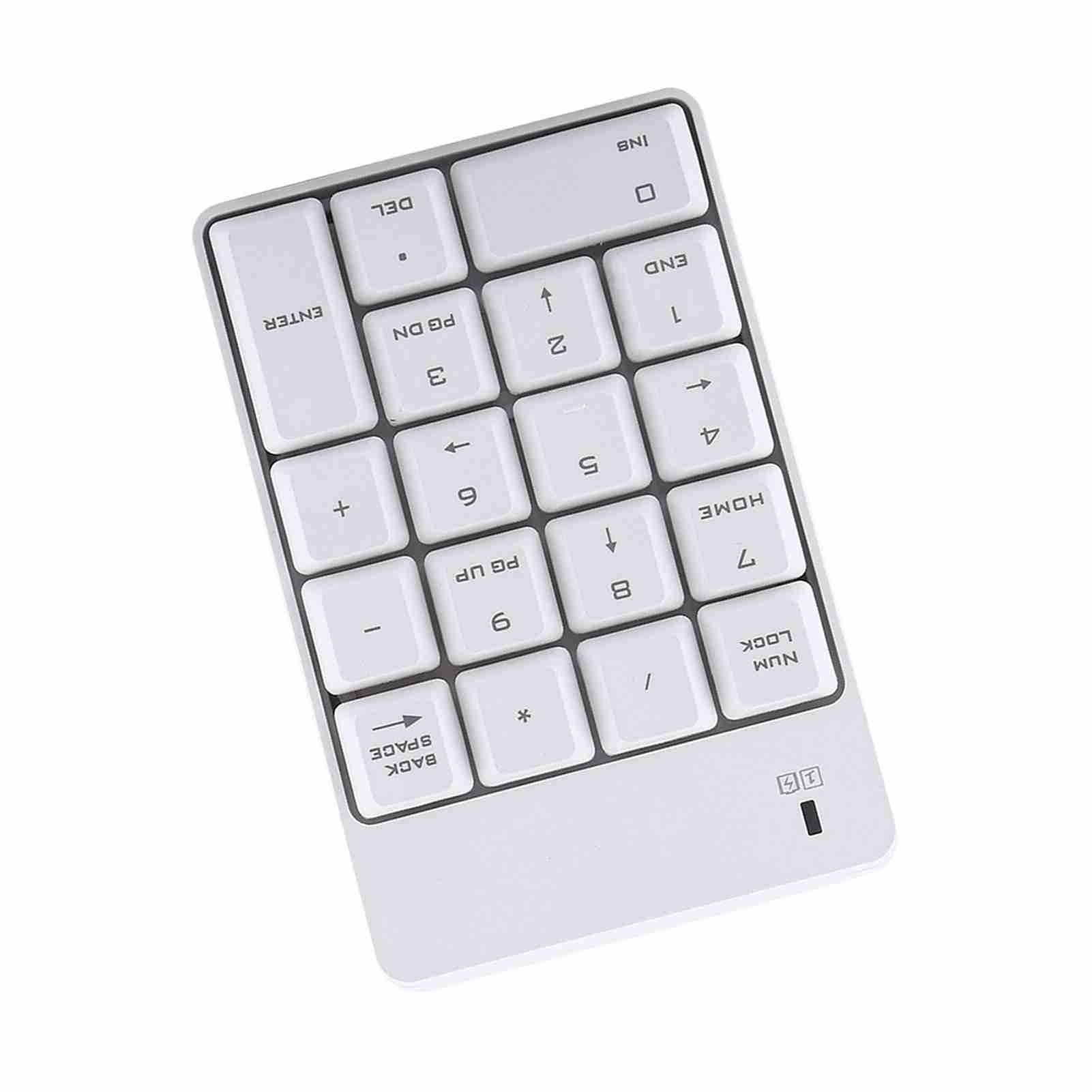 Teclado Numérico USB Inalámbrico de 2,4 GHz Teclado Numérico Número 18 Teclas Mini Teclado Portátil con Receptor USB para Computadora Portátil PC de Escritorio Batería No (Blanco)