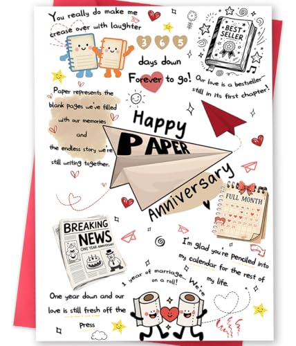 MOROLURU 1st Anniversary Card for Couple, Romantic Paper Wedding...