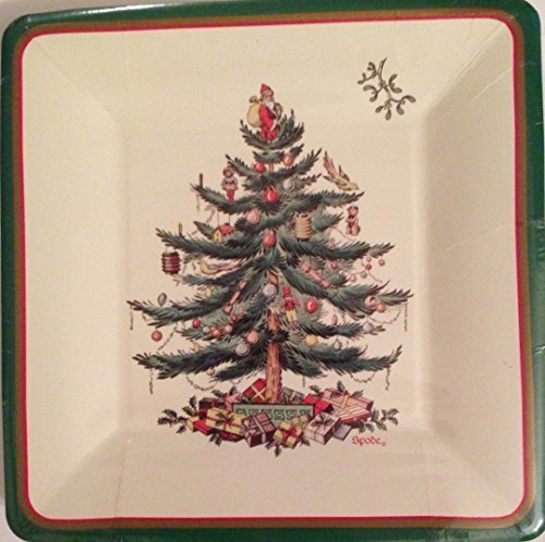 Spode by C.r. Gibson Paper Coated Square Luncheon Plates 7 X 7 Package of 8 by C.R. Gibson