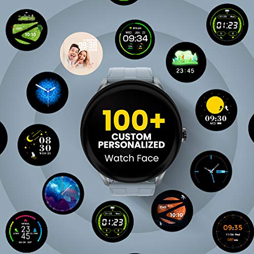 Image of ZEBRONICS Zeb-Fit2220CH Smart Fitness Band, 2.5D Curved Glass Full Touch Display, SpO2, BP & Heart Rate Monitor, IP68 Water Resistant, 8 Sports Mode (Silver Rim + Cadet Gray Strap)