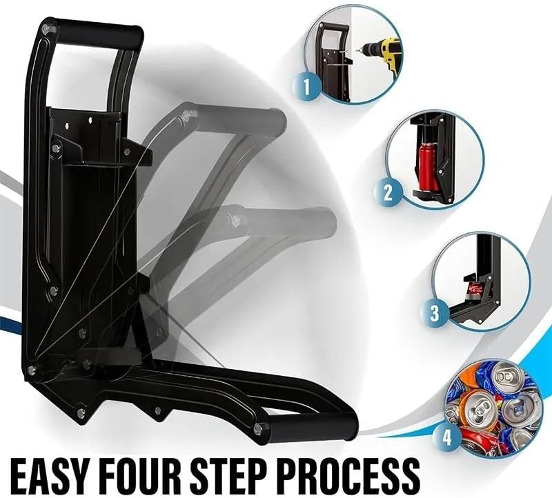 16 oz Heavy Duty Metal Can Crusher for Recycling Wall-Mounted Soda Beer Can Smasher with Built-In Bottle Opener(Black)