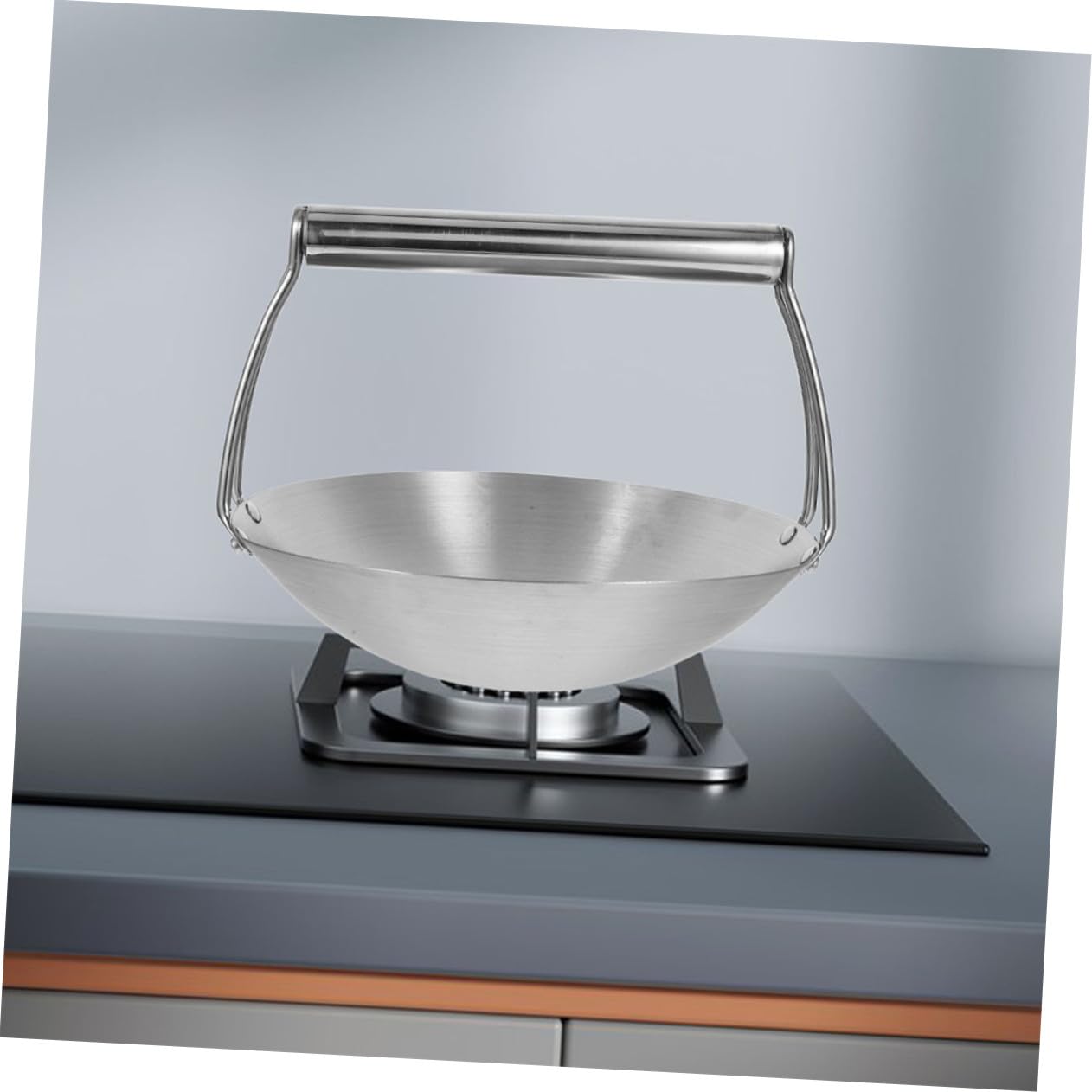 Cabilock Edelstahl Wokpfanne mit Ergonomischem Griff Vielseitiger Induktions-kochtopf für Braten Kochen Backofen Spülmaschinenfest für Camping und Zuhause