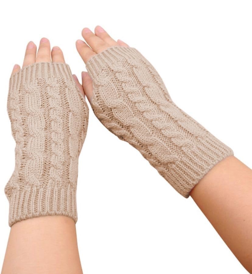 richmen Women's Knitted Arm Gloves Winter Soft and Warm Long Mitten Unisex Cable Knit Fingerless Winter Fingerless Gloves Thumb Hole-picture-4