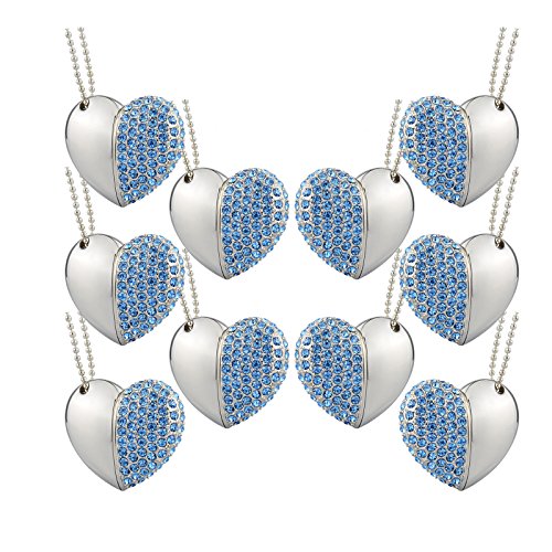 10 Pièces Pendentif Clé USB 32 Go Coeur avec Zircon Fantaisie Pendentif Femme Activités de en...