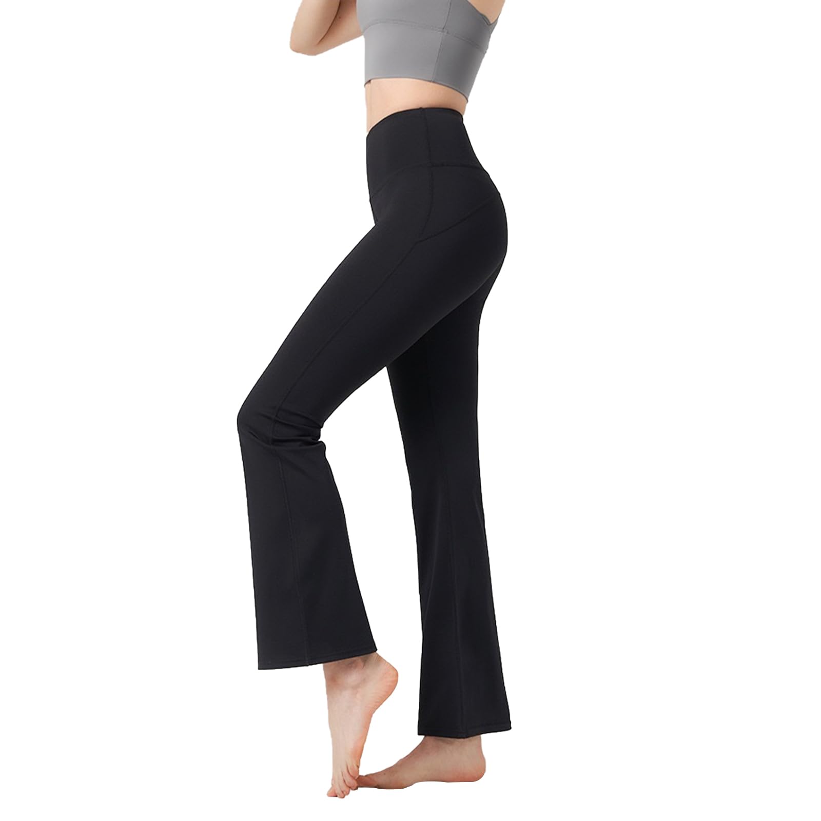 flintronic Pantaloni Svasati Leggins a Zampa da Donna, Pantaloni Bootleg Elasticizzati, Leggings Svasati a Vita Alta con Tasche per Lavoro, Sport e Casual