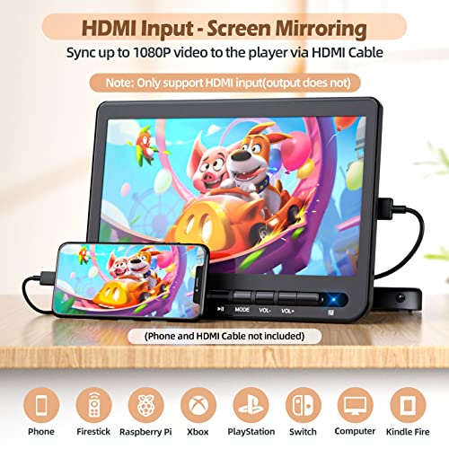 DESOBRY 10.51" Portable DVD Player for Car Dual Screen 1080P Full HD with Mounting Bracket, Car DVD Player Play Same or Different Movies 5-Hour Battery, Sync TV, Support USB/SD Card, Last Memory - Image 3