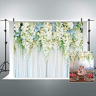 Riyidecor Bridal Floral Wall Backdrop Romantic White Rose Photography Background Marriage Dessert 7Wx5H