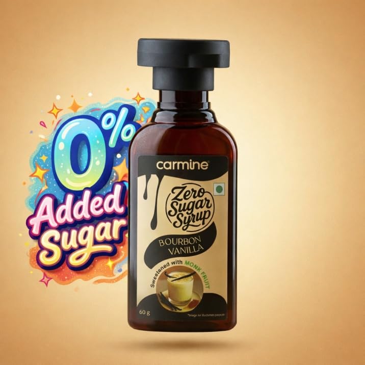 Image of Carmine Zero Sugar Syrups - Combo of 5 Syrups Bourbon Vanilla, Coffee Tiramisu, Classic Chocolate, Cinnamon Vanilla and Classic Caramel Syrup), 60 g each