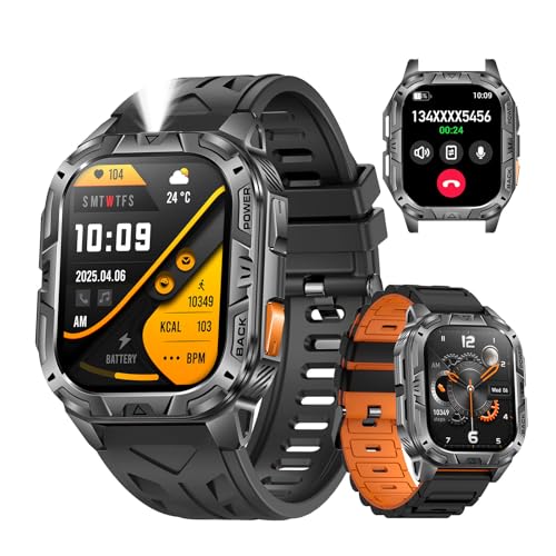 Recopilación de smartwatch con camara los más recomendados. 48 MIDDOW Reloj Inteligente Militar con Linterna LED, Visualización de 2 Pulgadas, Batería de 900 mAh, Responder y Hacer Llamadas, Monitor de Sueño, Frecuencia Cardíaca y Oxígeno...