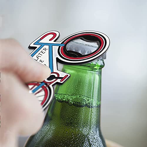 Haigoo Magnetic Bottle Opener For Fridge, Bike Bottle Opener Cool Bottle Openers Gifts For Men, Bicycle Bottle Opener Gifts For Him Father Husband Grandpa Boyfriend, For Camping And Traveling, Blue #TOP2