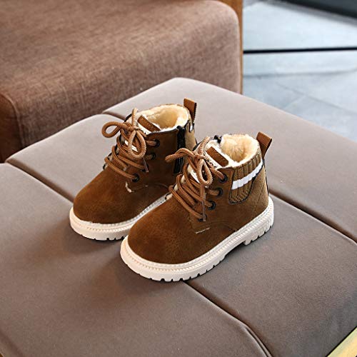 Girls Snow Boots Outdoor Warm Thick Fleece Lined Ankle Boots Winter Casual Lace-Up Short Booties Toddler Kids Shoes3