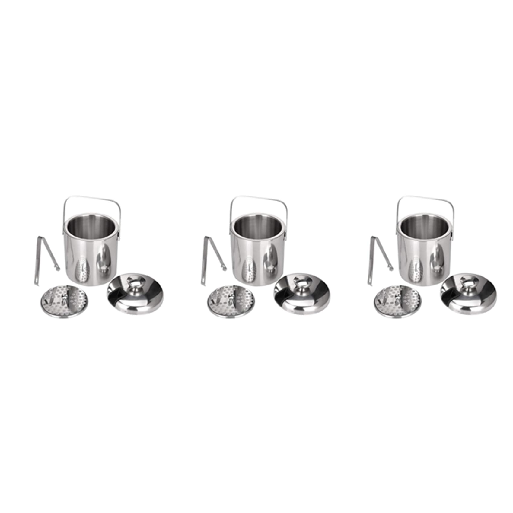 Hndhbfgrt 3X Stainless Steel Ice Square Container Double Walled 1.3L Ice Bucket Container with Tongs Lid