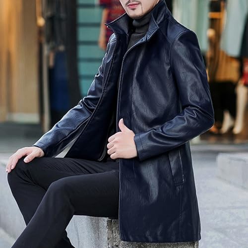 Manteau mi-long en similicuir veste de style moto décontractée pour homme