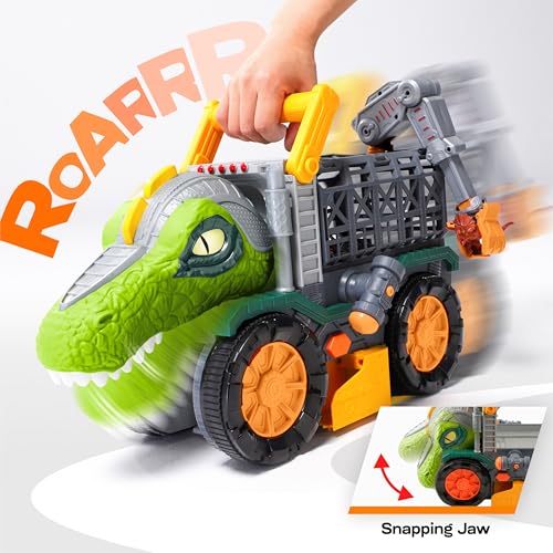 JOVA Vroomix Dinosaur Toy for Kids 2 3 4 5+ Year Old, Extra Large Dinosaur Monster Truck with Figures, T-Rex Toy with Launcher and Darts, Crane Arm & Tunnel, Jurassic Toy for Boys Birthday Gift - image 4