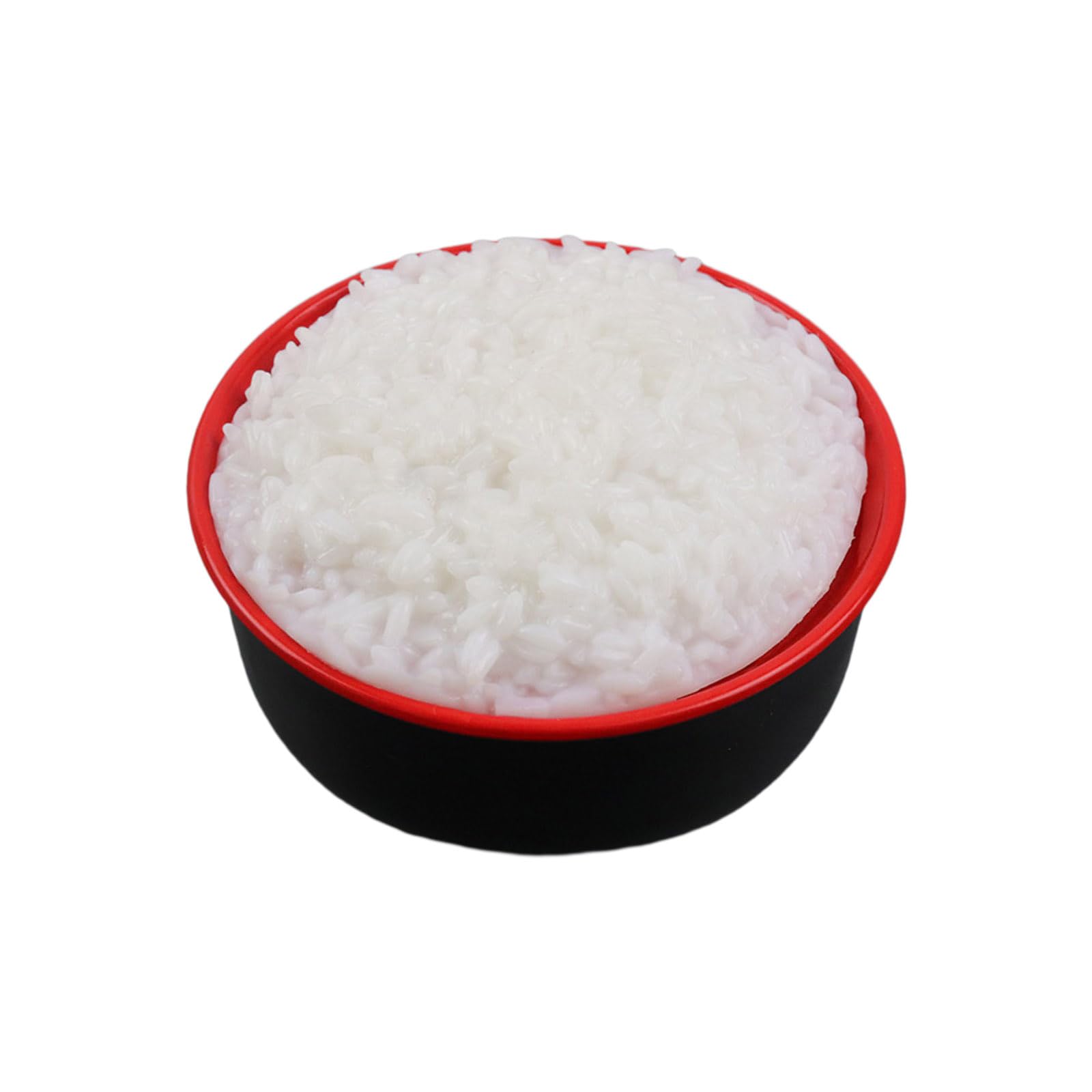 Kalttoy Black Bowl Realistic Bowl Of Simulated Cooked Rice Food Fake Rice Cooked Ornament Artificial Decoration Decorative