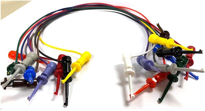 E-Z-HOOK Micro-Hook 12" Test Lead Jumper (22 AWG PVC - 12" Long) - Set of 10: Assorted Colors (204XM-12-S)