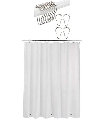 Titanker Shower Curtain Hooks Rings and Waterproof Lightweight 72 x