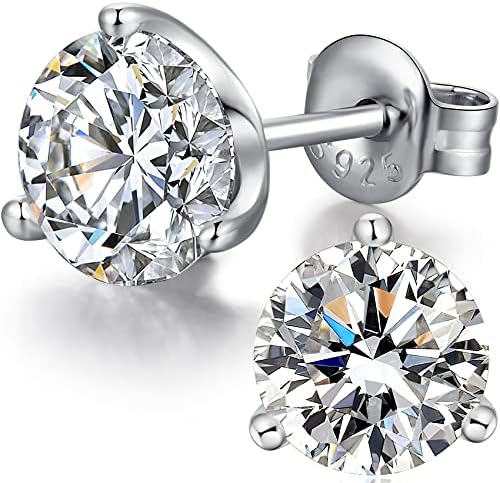 Diamond Studs Cubic Zirconia Earrings Fake Diamond Earrings Sterling Silver Cubic Zirconia Studs Brilliant Cut Cubic Zirconia Studs Earrings Sterling Silver Diamond Earrings Faux Diamond Earrings
