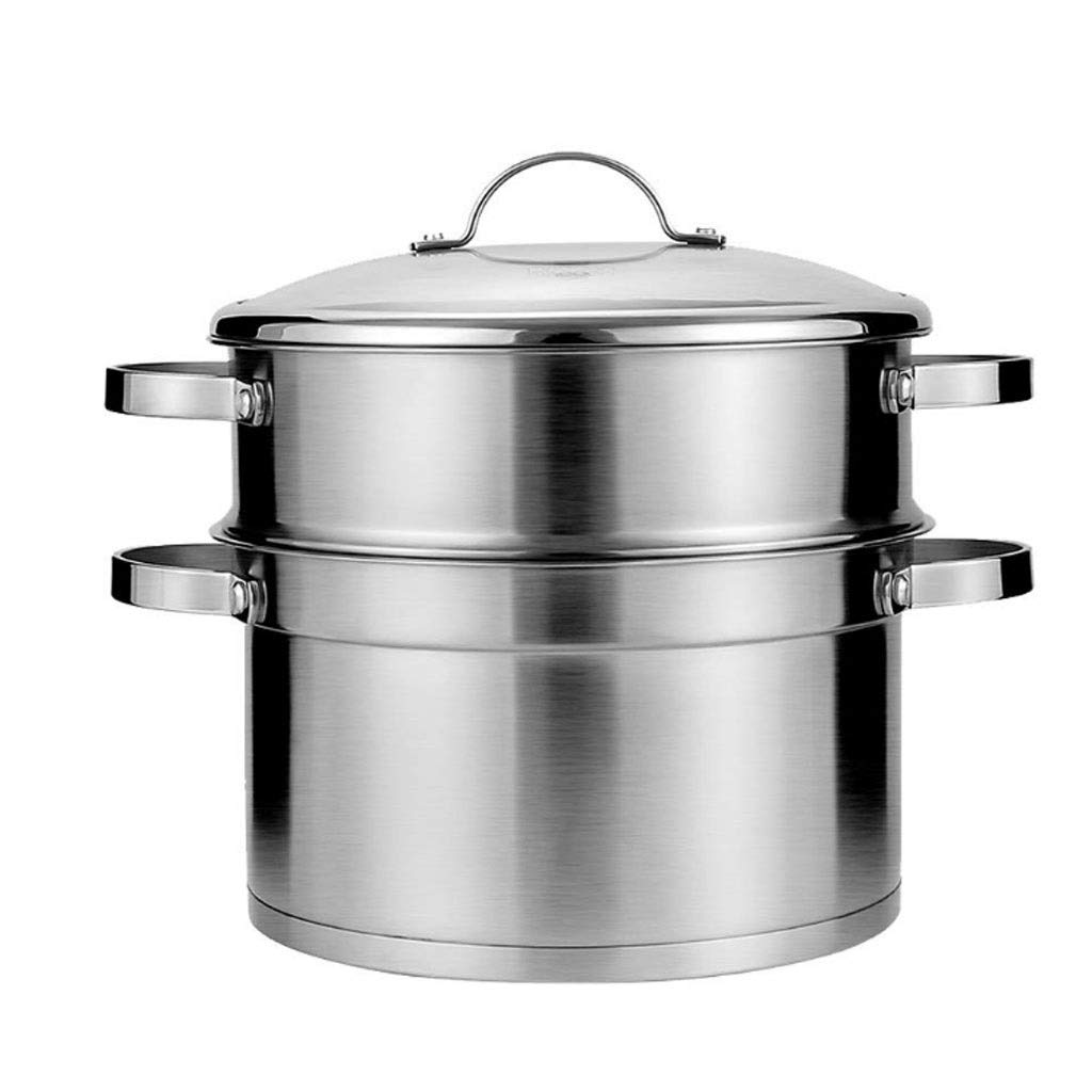 Vaporizador doméstico de Dos Capas de 28CM de Espesor, vaporizador de Verduras de Acero Inoxidable, Cubierta de Acero Inoxidable
