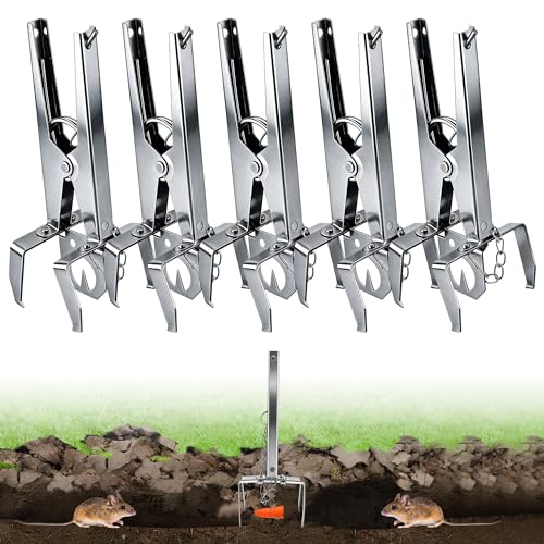 Enhon Piège à campagnols 5 pièces avec chaîne - Pointu et réutilisable - Piège à campagnols à Clips - Capture Double Face | Piège à campagnols Efficace pour Jardin et pelouse