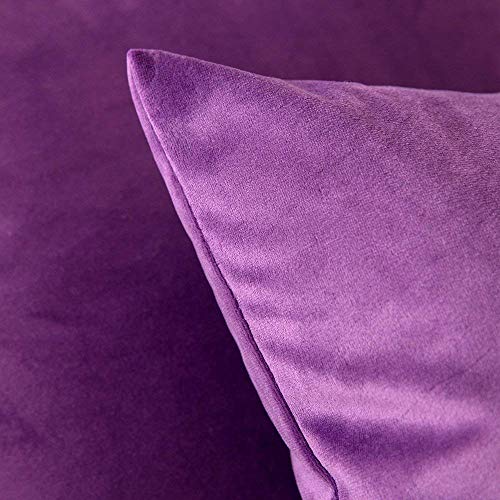 Image of Khooti Velvet Cushion Cover Pack of 1-18 inch x 18 inch / 46 x 46 cm - Purple - Soft Pillow Covers Cushion Case for Sofa Bedroom Livingroom Chair Car, Cushion Cover