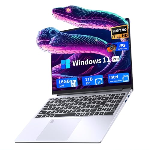 NIAKUN Ordenador Portatil, 16' Laptop RAM 16GB+SSD 1TB, N100 Processor Pc Notebook Portatil, hasta 3,4 GHz Full HD 1920x1200P, Teclado Retroiluminado para Computadora Portatil, 6000mAh