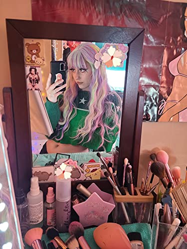 Colorful Rainbow Wigs With Bangs For Women Pastel Long Wavy Curly Colored Purple Goth Hair Wig For Music Festival, Themed Parties, Halloween, Wedding - 27.5'' #TOP4