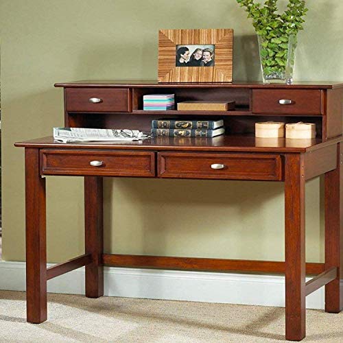 Image of Wooden Study Table with 4 Drawers and Shelf Storage Workstation for Home Office & Study Room | Solid Wooden Desk Writing Table (Brown Finish)