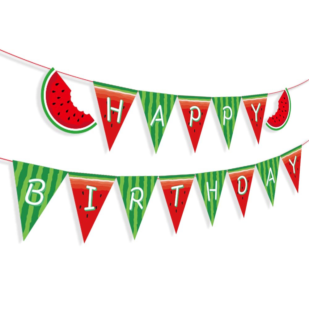 Watermelon Happy Birthday Banner One In A Melon Birthday Banners Watermelon Party Banner Fruits Watermelons Party Sign for Summer Fruits One in A